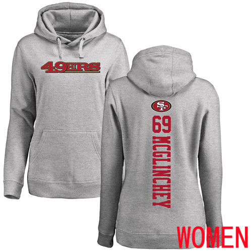 San Francisco 49ers Ash Women Mike McGlinchey Backer #69 Pullover NFL Hoodie Sweatshirts->nfl t-shirts->Sports Accessory